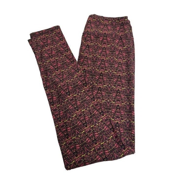 LuLaRoe Pants - LuLaRoe Leggings One Size OS Pink Black Geometric Tribal Print Buttery Soft